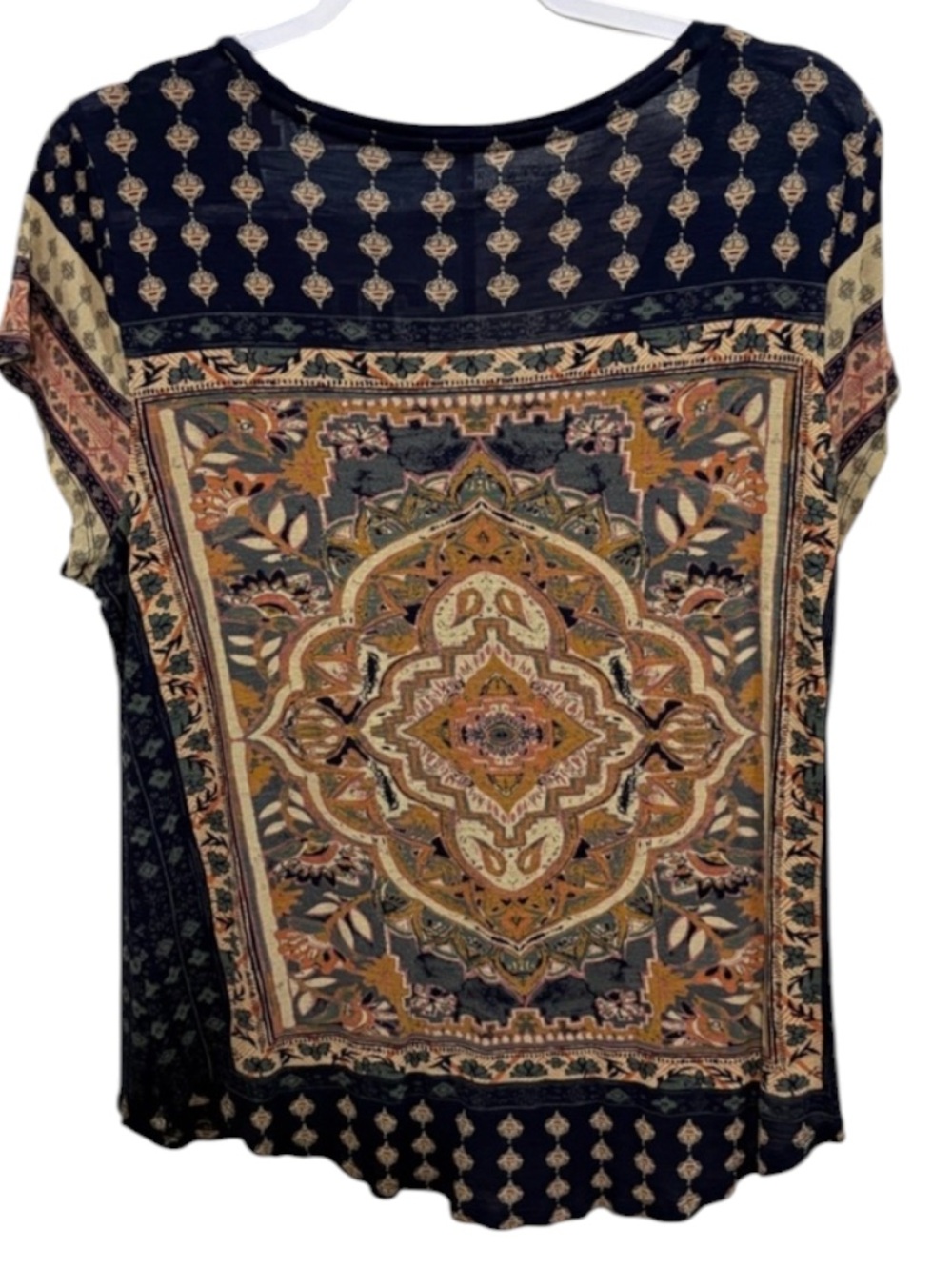 Lucky Brand Boho Medallion Print Scoop Neck Top - Multi - Picture 2 of 4
